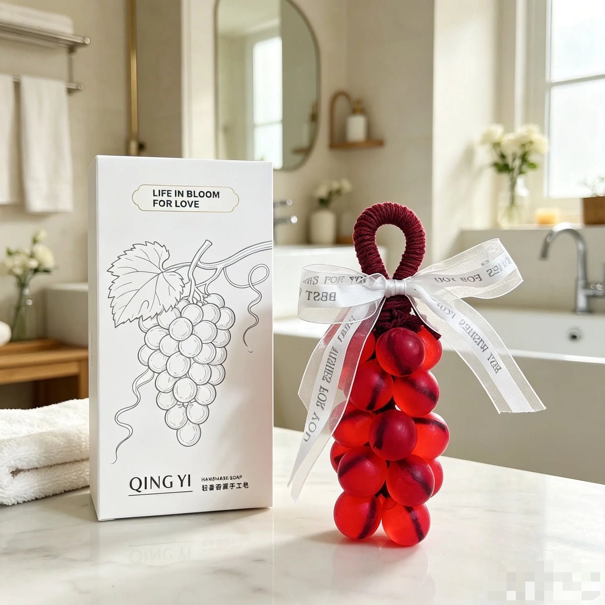 Grape Handmade Crystal Soap Natural DIY Grape Soap Fruit Aroma Scented Soap Gift For Home Fragrance Friend Gift With Box
