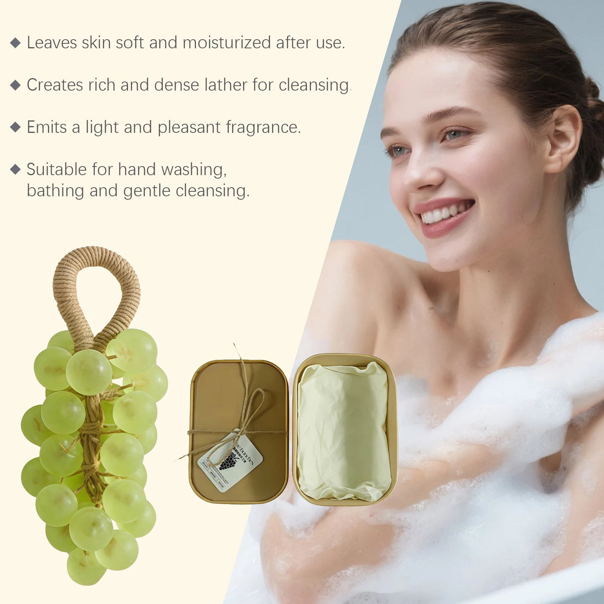 Natural Handmade Grape Soap Gift Box Plant Extract Pearl Grape Bunches Soap Bar Deep Nourishing Skin Bathing Washing Soap