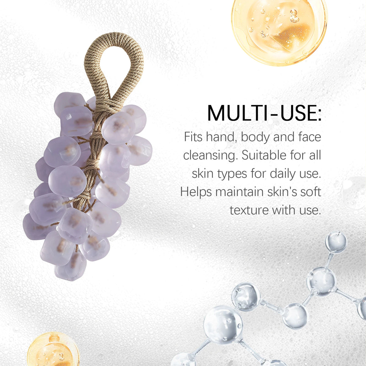 Grape Hand Soap Deep Clean Remove Dirt Moisturize Hand Body Repair Smooth Texture Dry Skin Exquisitely Handcrafted Crystal Soap