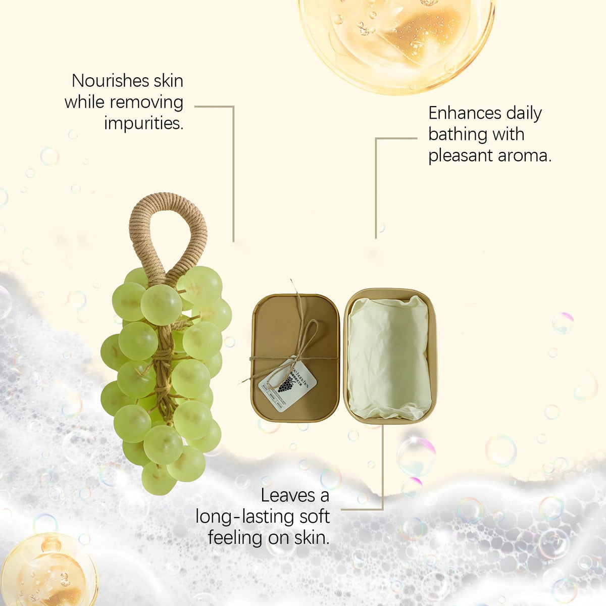 Natural Handmade Grape Soap Gift Box Plant Extract Pearl Grape Bunches Soap Bar Deep Nourishing Skin Bathing Washing Soap