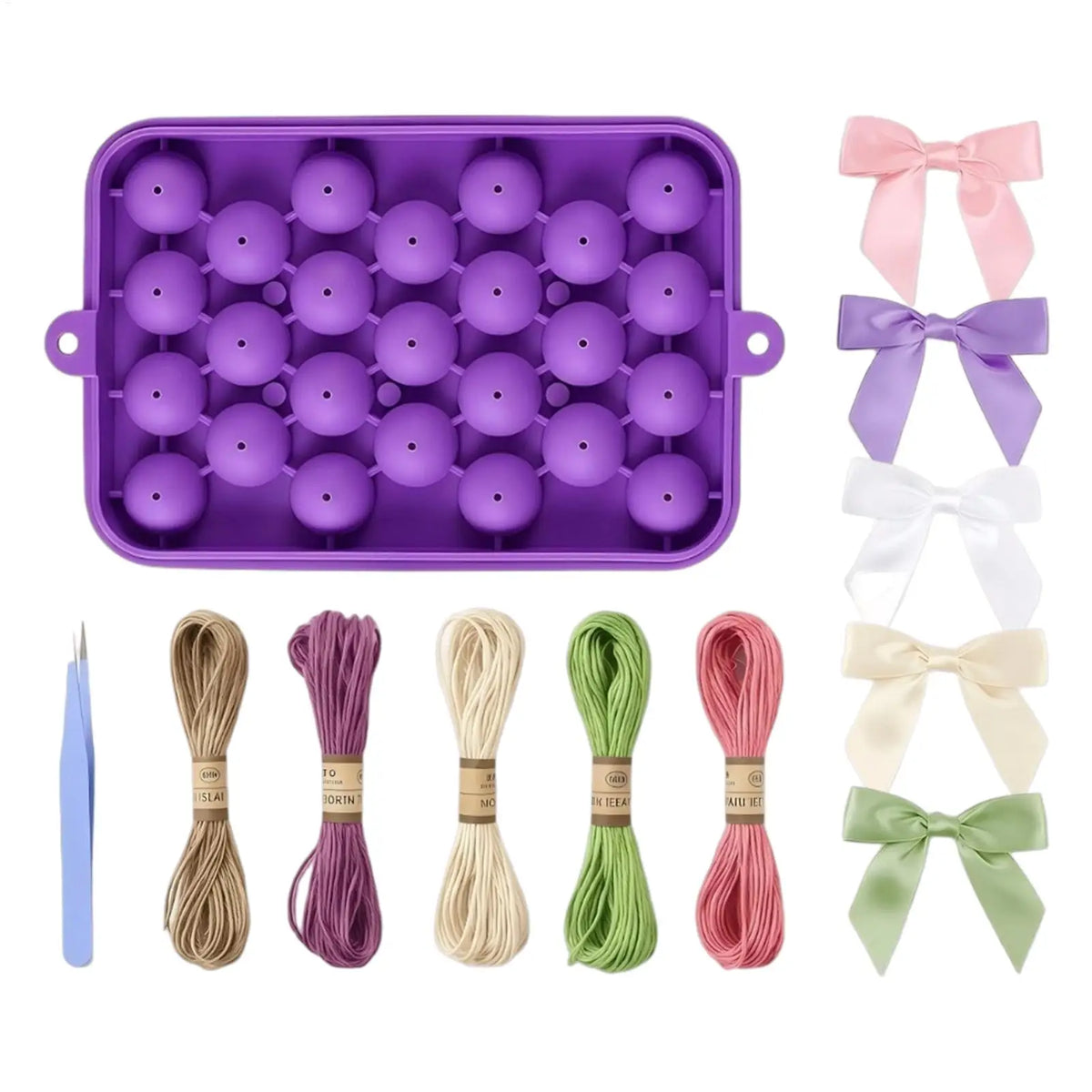 Grape Shaped Soap Making Kit with Silicone Mold, DIY Handmade Soap Craft Set with Colorful Twine & Bows for Party Favors