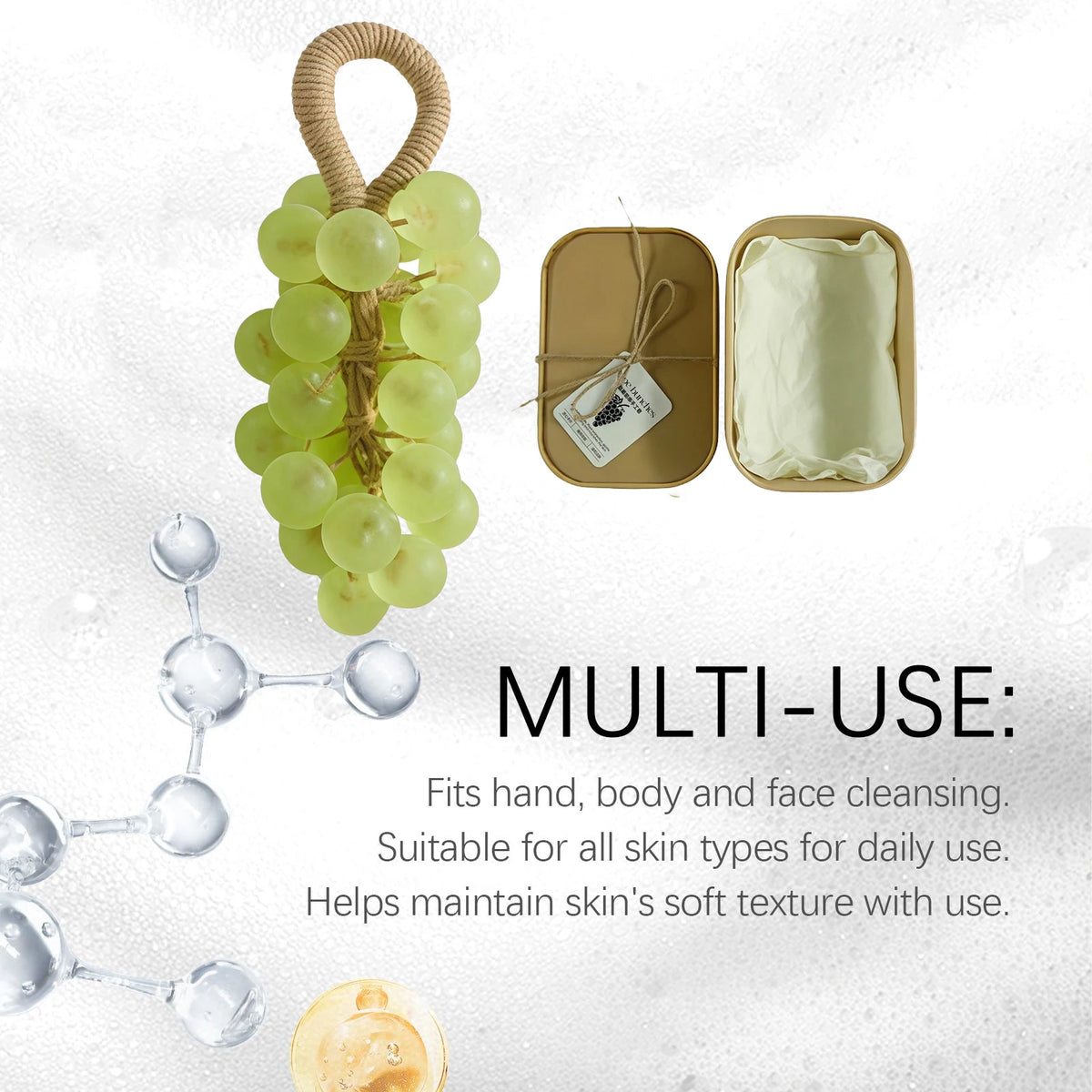 Natural Handmade Grape Soap Gift Box Plant Extract Pearl Grape Bunches Soap Bar Deep Nourishing Skin Bathing Washing Soap